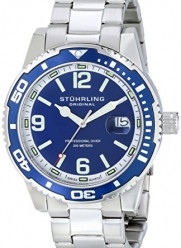 Stuhrling Original Men's 415.02 Aquadiver Regatta Analog Display Swiss Quartz Silver Watch