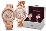 Akribos XXIV Rose Gold Tone Stainless Steel Watch Set AK676RG