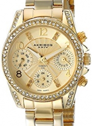 Akribos XXIV Women's AK710YG Multifunction Diamond & Crystal Gold-Tone Bracelet Watch