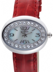 K&BROS Women's 9158-3 Stainless Steel Red Leather Watch
