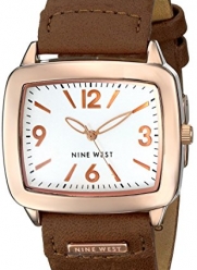 Nine West Women's NW/1080SVBN Rose Gold-Tone Brown Perforated Strap Watch