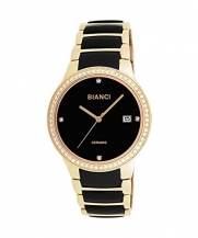 Roberto Bianci Women's Bella Ceramic Watch with Zirconia Studded Bezel-B295BLK-Black