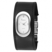 Freelook Women's HA1462 White Oval Dial Black leather Band Watch