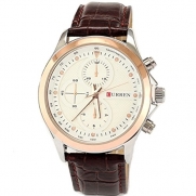Curren Brand Leather Strap Watch for Mens Fashion Style Quartz Military Waterproof Watches
