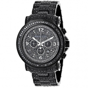 Fully Iced Out Black Diamond Mens Watch by Luxurman 4.25ct Oversized