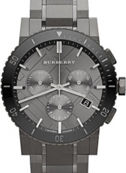 Burberry Chronograph Gunmetal Dial Grey Ion-plated Stainless Steel Mens Watch BU9381