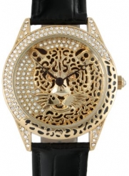 Peugeot Women's J6668G Couture Gold-tone Leopard Dial Leather Watch