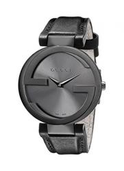 Gucci Women's YA133302 Stainless Steel Watch with Black Leather Band