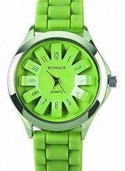 shot-in Round Dial Colorful Analog Digital Watch with Silicone Strap Girls Watches (Mint Green)