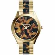 Michael Kors Watches Slim Runway Women's Watch (Gold and Horn)