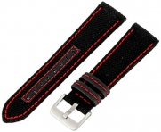 Hadley-Roma Men's MSM848RQ 220 22-mm Black Genuine 'Kevlar' with Red Stitching Watch Strap