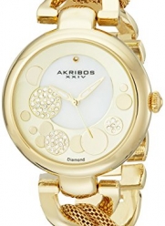 Akribos XXIV Women's AK643YG Lady Diamond Gold-Tone Dial Mesh and Chain Link Bracelet Watch