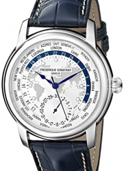 Frederique Constant Men's FC718WM4H6 World Timer Analog Display Swiss Automatic Blue Watch