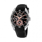 Festina Men's F16394/4 Black Leather Quartz Watch with Black Dial