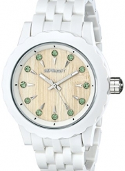 Sprout Women's ST/6803GNWT Green Swarovski Crystal Accented Bamboo Dial White Corn Resin Bracelet Watch