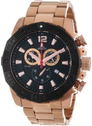 Swiss Precimax Men's SP13268 Legion Reserve Pro Black Dial with Rose-Gold Stainless Steel Band Watch