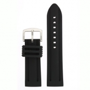 Mens Silicone Rubber Heavy Watch Band Stainless Steel Buckle 24 millimeters