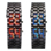 Abco Tech Lava Style Iron Samurai Black Bracelet LED Japanese Inspired Watch RED / BLUE **2 PACK**