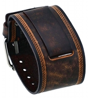 Nemesis #IN-BS Wide Brown Leather Cuff Wrist Watch Band