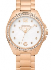 Coach Tristen Rose Gold Plated Stainless Steel Crystal Mother of Pearl Watch 14501662