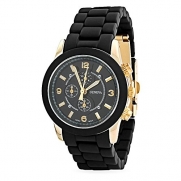 Bling Jewelry Boyfriend Stainless Steel Back Black and Gold Plated Womens Watch