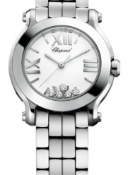 Chopard Women's 278509-3002 Happy Sport Mini Diamond White Dial Watch
