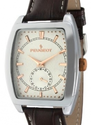 Peugeot Men's 2027 Two-Tone Watch with Embossed Leather Strap