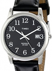 Timex® Men's Classic EZRead Analog Silver Case Black Leather Strap Watch #T2N370