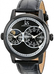 Joshua & Sons Men's JS87BK Black Watch with Black Leather Band