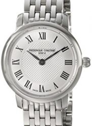 Frederique Constant Women's FC200MCS6B Slim Line Analog Display Swiss Quartz Silver Watch