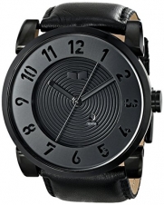 Vestal Men's DOP003 Doppler Oversized Matte Black Ion-Plated Case Black Leather Watch