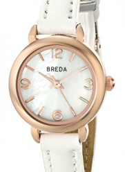 Breda Women's 1639E Rose Gold-Tone Watch with White Leather Strap
