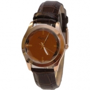 Kenneth Cole New York Women's KCW2002 Rose Gold-Tone Steel Watch Brown Leather Band
