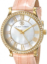 Klaus Kobec Women's KK-10003-02 Lily Gold-Tone Stainless Steel Watch with Pink Leather Band