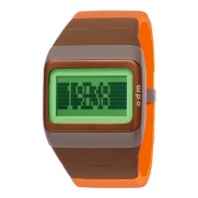 o.d.m. Unisex SDD99B-12 Link Series Gray and Orange with Green screen Programmable Digital Watch