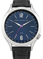 French Connection FC1195UB Mens Blue and Black Leather Strap Watch