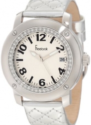 Freelook Women's HA1812-4 Silver Leather Band Vertical Brushed Silver Dial Silver Case Watch