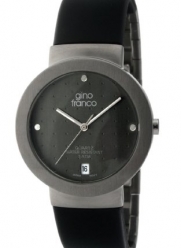 gino franco Men's 993GY Round Stainless Steel Case and Rubber Strap Watch