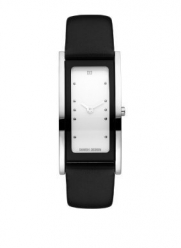 Danish Design Women's Quartz Watch with White Dial Analogue Display and Black Leather Strap DZ120045