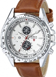 Men's Brown Leather Strap White Dial Quartz Movement Wrist Watch