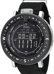 Vestal Men's GDEDP07 The Guide Black Stainless Steel Digital Watch with Black Canvas Band