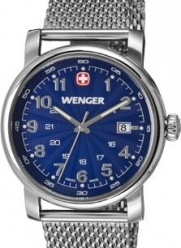 Wenger Urban Classic Blue Sunray Textured Dial, Stainless Steel Mesh Bracelet 1041.107
