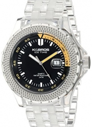K&BROS Men's 9408-3 Ice-Time Bent Black and Yellow Watch