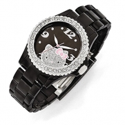 Hello Kitty Black dial Crystal Bezel Acrylic Case & Strap Watch