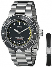 Oris Men's 73376754154SET Analog Display Automatic Self Wind Silver Watch with Extra Black strap
