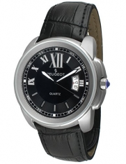Peugeot Mens Stainless Steel Leather Watch