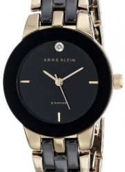 Anne Klein Women's AK/1610BKGB Diamond Dial Gold-Tone and Black Ceramic Bracelet Watch