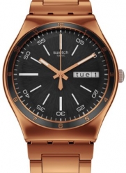 Swatch Charcoal Medal Rose Black Dial Rose Gold PVD Stainless Steel Mens Watch YGG704G
