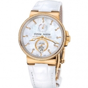 New Ladies Ulysse Nardin Maxi Marine Diver Chronometer Solid 18K Rose Gold Diamonds Watch 266-66B/991
