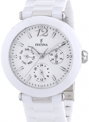 Festina Women's Quartz Watch with White Dial Analogue Display and White Ceramic Bracelet F16641/1